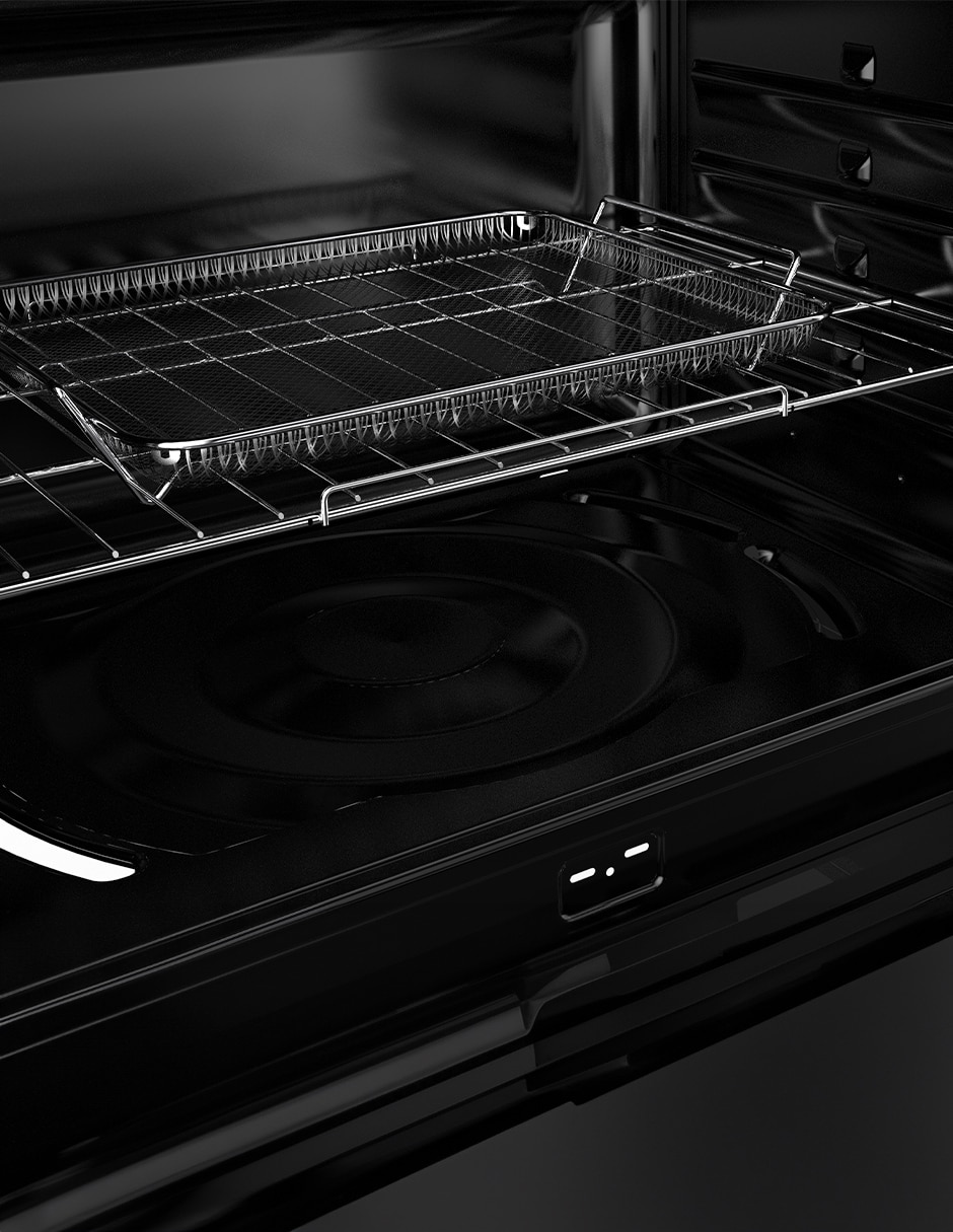 Combo estufa de piso a gas LP MABE Air Fry 75.8 cm EMHA7612DSSCM76SS de 6 quemadores + campana